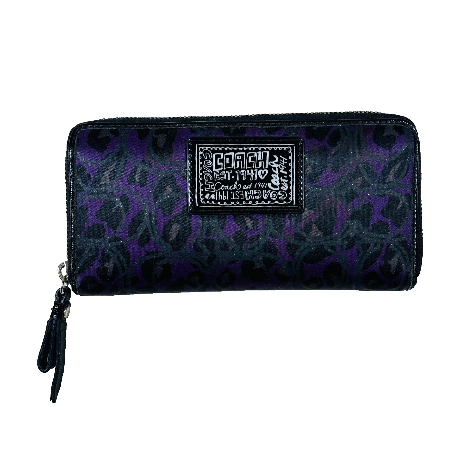 Coach Authentic Poppy Purple Zip Full Size Wallet EUC RARE Coach Wallet Full