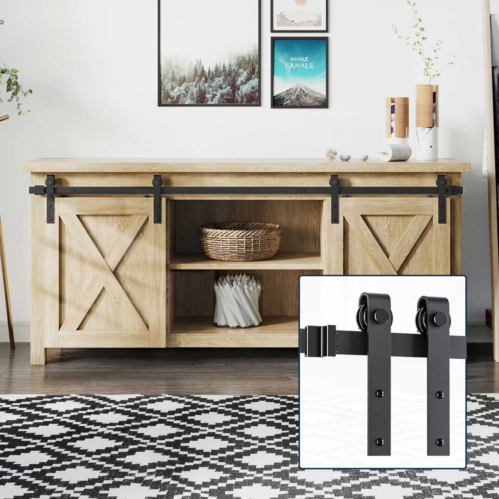 5 FT Cabinet Sliding Barn Door Hardware Kit with Easy Installation