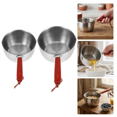 2 Pcs Stainless Steel Cooking Pot Mini Sauce Pan Butter Coffee Milk Warmer