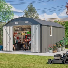 10'x12' Metal Outdoor Storage Shed Heavy Duty Garden Shed w/ Floor Kit  Window