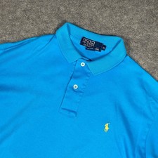 VTG Polo Ralph Lauren Men's Blue Short Sleeve Polo Shirt Size M Made in USA