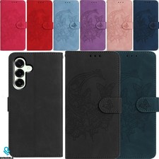 Custodia a portafoglio telefono per Samsung S25 S24 S23 S22 S21 S20 luna goffrata