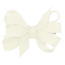 Girls Classic Grosgrain Double Hair Bow WeeStay Clip Baby Antique White