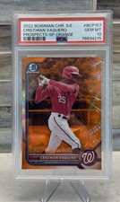 2022 Bowman Chrome Sapphire BCP157 Cristhian Vaquero SP Orange /75 PSA 10 Gem