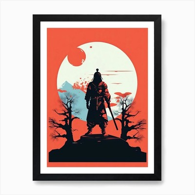 Sleek Samurai Shadows Kunstdruck gerahmt Wandbild Poster Leinwanddruck Bild