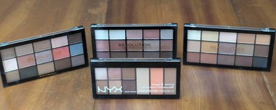 NEW MAKEUP REVOLUTION RELOADED/NYX EYESHADOW/PIGMENT PALETTES LOT OF 4 READ***