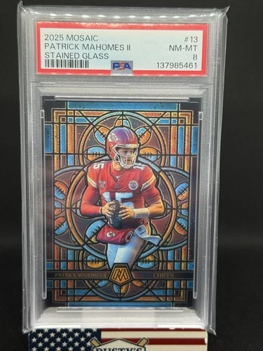 2025 Panini Mosaic Patrick Mahomes II Stained Glass #13 PSA 8