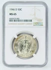 1946 D WALKING LIBERTY HALF DOLLAR 50C SILVER NGC MS 65 MINT STATE UNC (002)