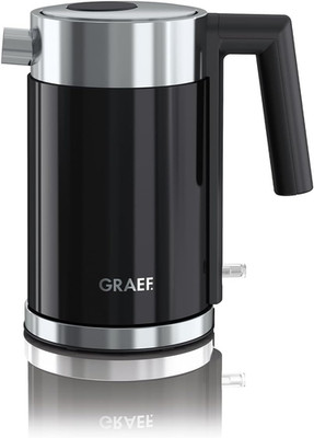 GRAEF. Edelstahl Wasserkocher WK402 Schwarz Mit 1 Liter Fassungsvermögen, Kalkfi