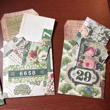 One Hand made junk journal Pocket vintage green vintage rose botanical