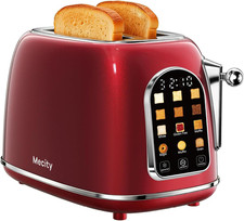 Toaster 2 Slice, Touch Screen Wide Slot Retro Toaster for Breads Bagel Muffin Wa
