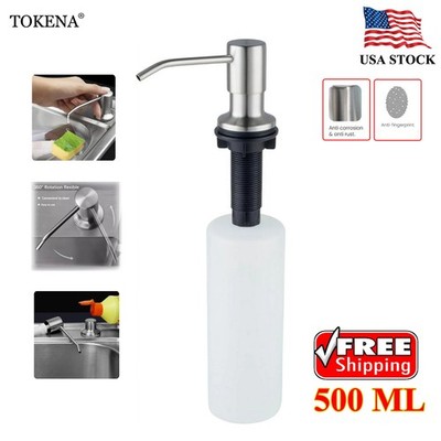 500ml Kitchen Sink Soap Dispenser Stainless Steel Pump Head 17OZ Brushed Nickel