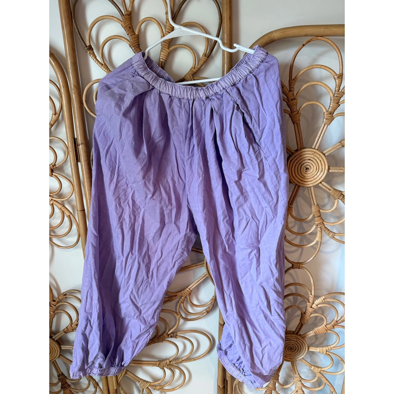Free People Womens XS Lavender Purple Elastic Waist Balloon Jogger Pants Harem