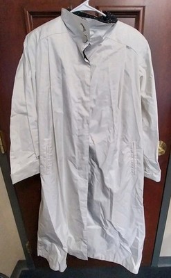 Gallery: Womens Long White Button Up Rain Jacket, Size 10, Excellent! Free Ship!