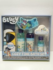 Bluey Cozy Time Bath Set: Bluey Towel ,Bubble Bath,Bomb,Sponge Wash,set Of 6