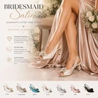 Womens Satin Bridal Shoes Peep Toe Kitten Heel Slingback Wedding Prom Sandals UK