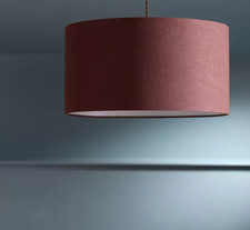 Habitat Ceiling Lampshade 49cm Walnut Linen Effect Easy Fit Drum Shade-DENTED