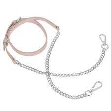 Adjustable Leather Chain Straps, 49" Purse Chain Strap Light Pink, Silver 