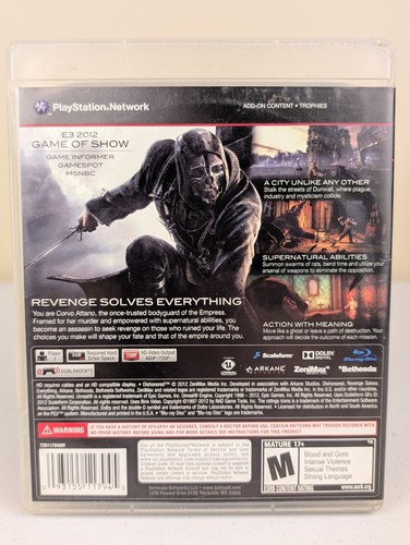 Dishonored (Sony PlayStation 3, 2012) PS3 ➡️No Manual- Tested & Working 🎮 - Picture 2 of 5