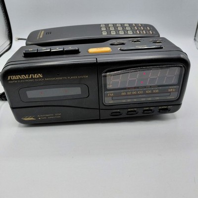 Funky Vintage Soundesign 7569BLK Clock Radio Alarm Cassette Telephone