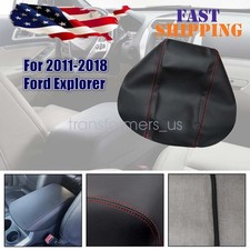 For 11-18 Ford Explorer Armrest Center Console Cover Black Leather Red Stitch For 11-18 Ford Explorer Armrest Center Console Cover Black Leather Red Stitch