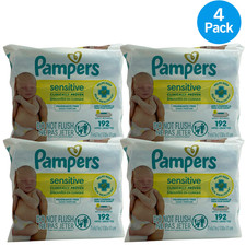 Pampers Sensitive Baby Wipes Fragrance Free 192 Count Refill Packs 4 Pack Bundl