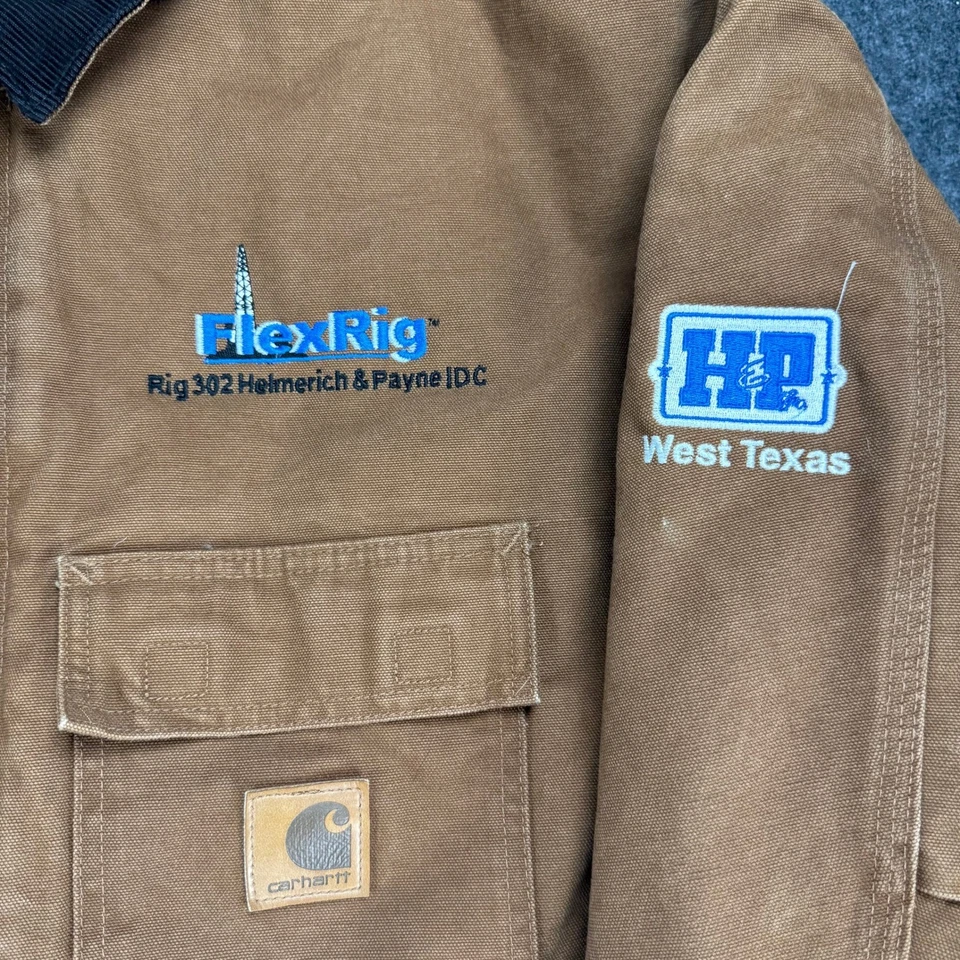 Carhartt 3XL Tall C28 Brown Duck Work Jacket Quilt Lined Heavy Canvas Coat LOGOS - Image 2 of 4