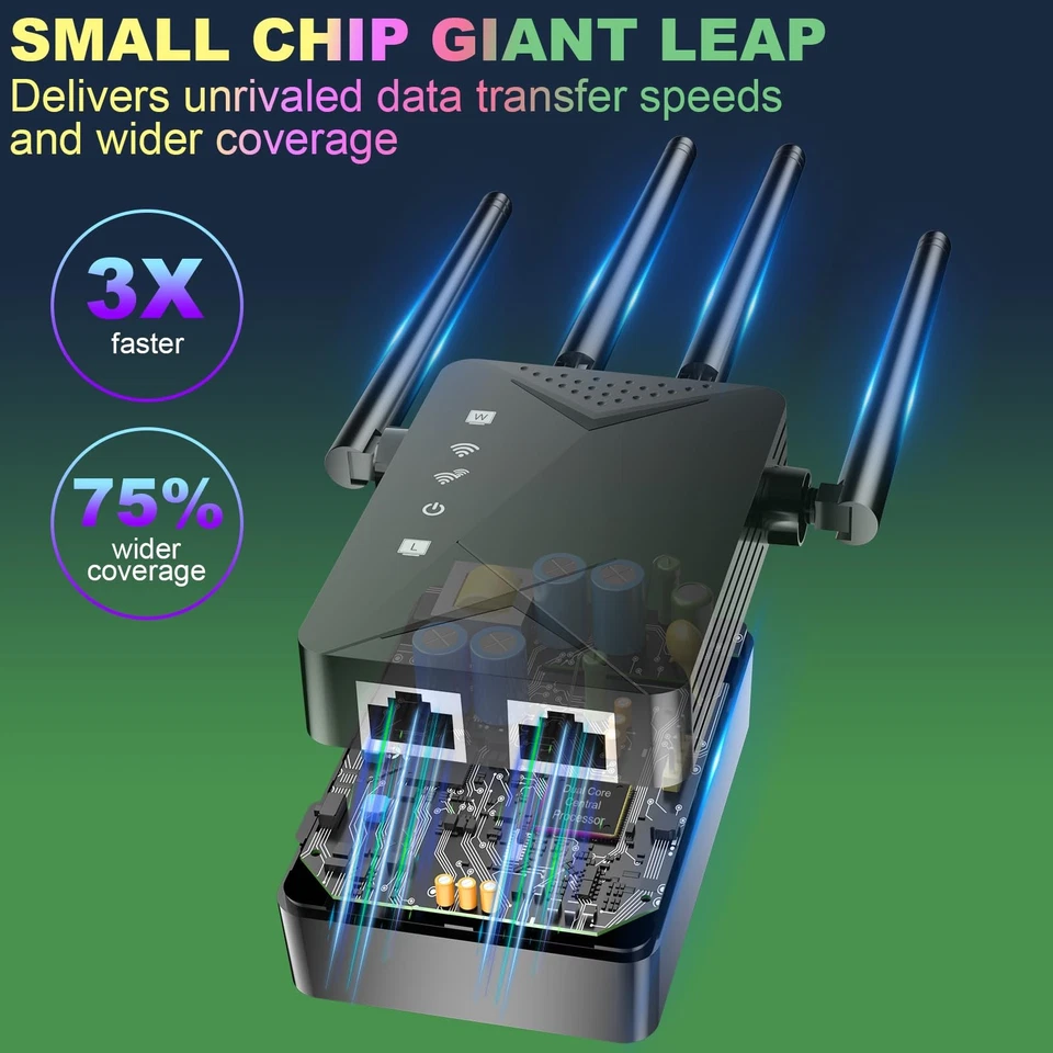 WiFi Extender Signal Booster for Home, Long Range Wireless Internet Black - Image 4 of 4