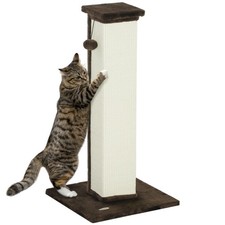 PawHut Cat Scratching Post with Vertical Sisal Rope Ball Plush, 81cm, Brown