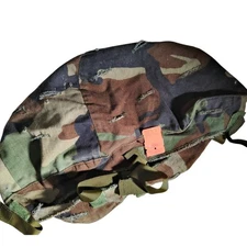 Woodland Camo Helmet Cover, PASGT Steel Pot, Hook & Loop Fasteners