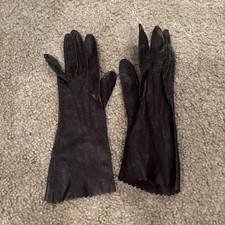 Vintage Womens Leather suede inside Gloves Brown Slim fit