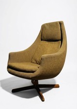 SCANDINAVIAN TEAK AND WOOL EGG CHAIR ARMCHAIR SWIVEL MID CENTURY RETRO C1970s