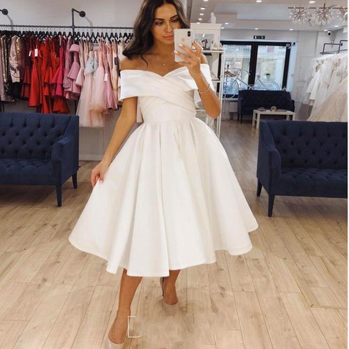 Knee Length Bridal Gown White Ivory 