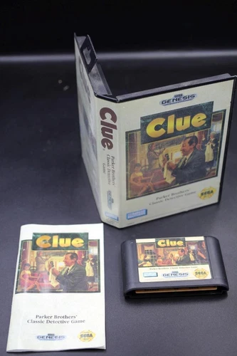 CLUE - Complete in case w/poster & manual - SEGA GENESIS - Tested - CIB