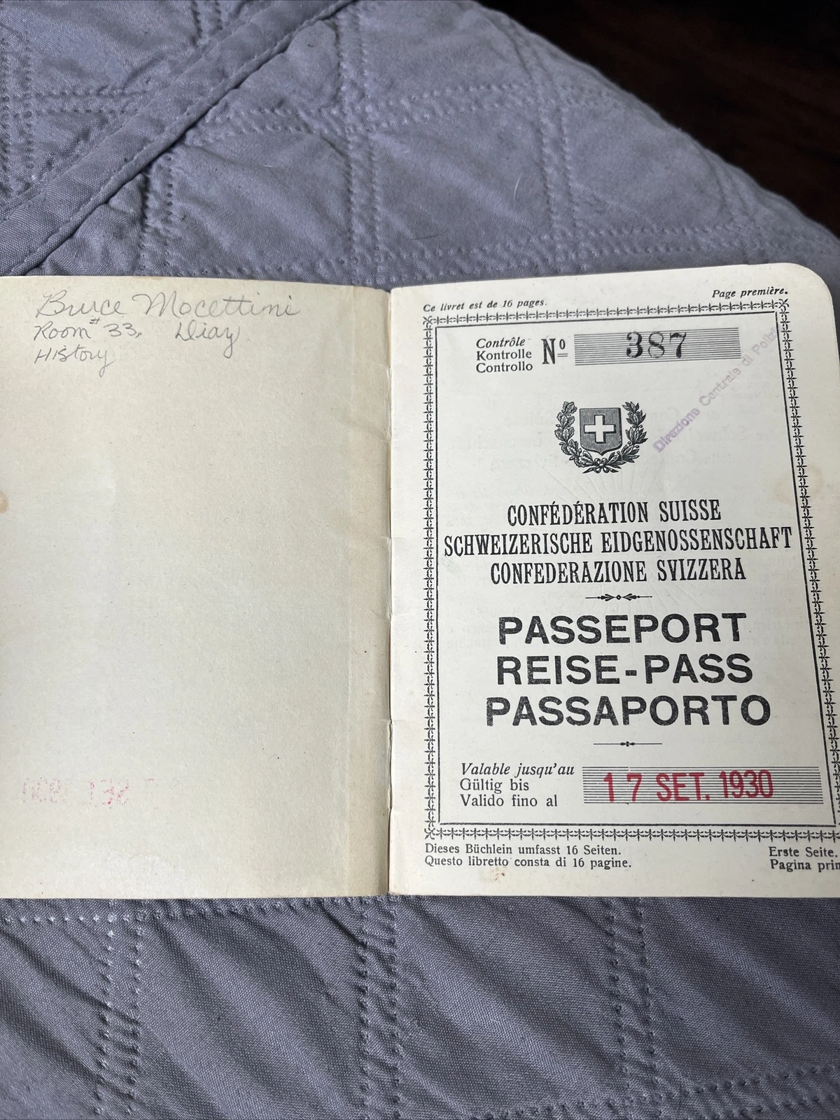 ANTICO LIBRETTO PASSAPORTO SVIZZERO,SUISSE,DATATO 1930 con francobolli scaduti - Foto 1 di 10