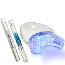 Deluxe Teeth Whitening Kit White Gel Pen + Light + Remineralizing Pen - USA Made