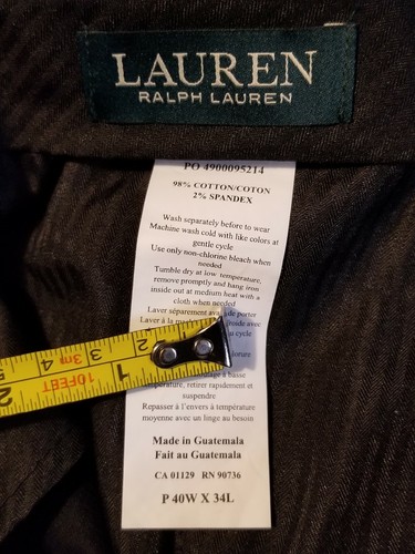 Ralph Lauren Men's Black 40W × 34L Dewhurst Stretch corduroy dress pants - Picture 4 of 7