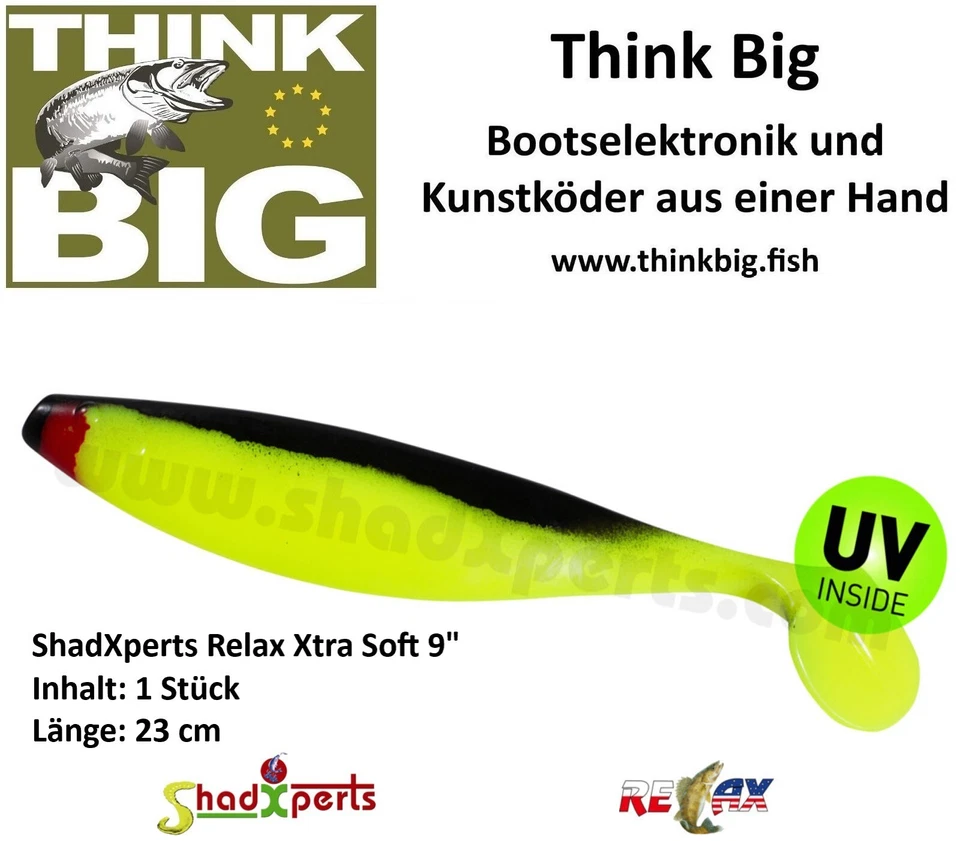 ✅ ShadXperts Relax Kopyto XTRA Soft 9" / 23 cm, Gummifisch Hecht Waller Dorsch ✅