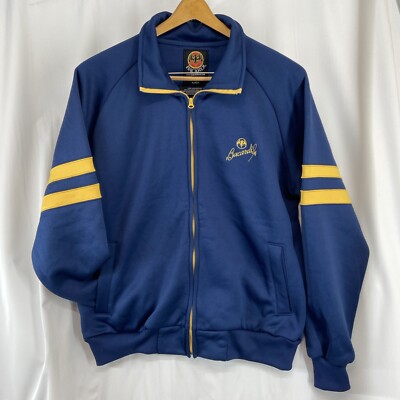Bacardi Rum Men's Size Size XL Blue Jacket Yellow Arm Stripes Fleece Lined