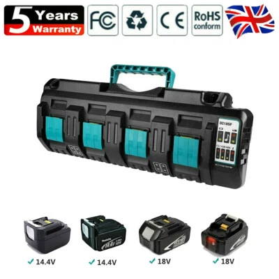DC18SF 14.4v-18v Multi 4-Ports Fast Charger for Makita Battery BL18 BL14 Series