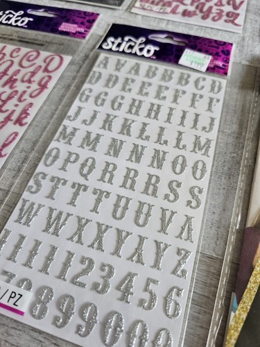Sticker Lot - Alphabet Scrapbooking Stickers Letters Numbers Sticko Glitter #192 - Picture 2 of 7