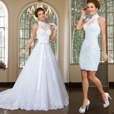 sheath wedding dress with detachable train