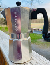 GROSCHE Milano Stovetop Espresso Maker Moka Pot 9 espresso cup, 15.2 oz, Silver