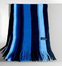 ALFANI Mens Blue Toned Acrylic Striped Fringed Winter Scarf
