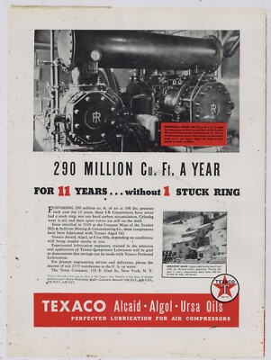 1939 Texaco Oil Ad: Bunker Hill & Sullivan - Crescent Mine - Kellogg Idaho