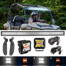 WEISEN Roof 42" Light Bar Mounts Wire Kit w/3" 40W Pods For Polaris General 1000