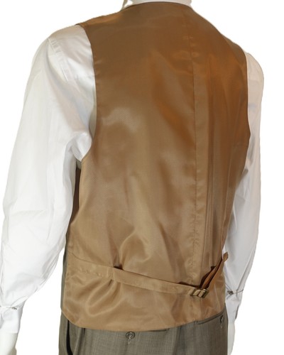 CARAVELLI SLIM FIT~MINT!!~TAN HOPSACK 3PC MENS 42R SUIT W/VEST FF PANTS 34X33 - Picture 11 of 18