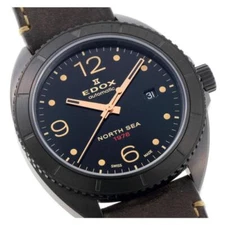 EDOX NORTH SEA 1978 80118-37-N78 Automatic Black Dial Leather Men's Watch