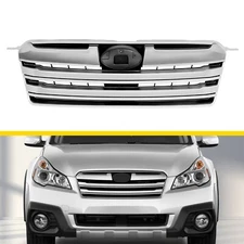 HECASA Chrome Front Grille w/Black Insert Grill ABS For Subaru Outback 2013 2014