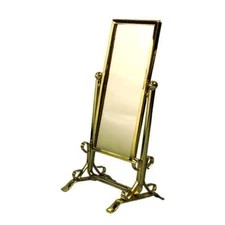 Dolls House Cheval Dressing Mirror Floor Standing Gold Shop Bedroom Accessory